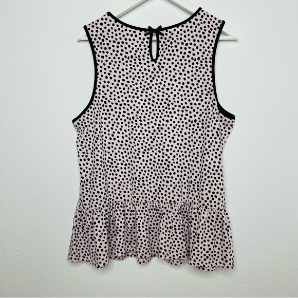 Kate Spade Womens Pajama Tank Top Blush Pink Black Polka Dot Jersey Knit Size XL - Picture 5 of 12